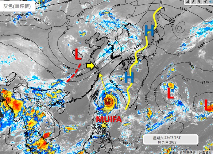 梅花颱風今天起到周二會在台灣以東緩慢北上。   圖：翻攝自天氣職人吳聖宇臉書