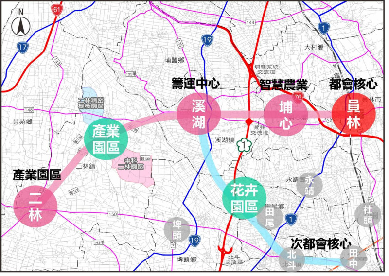 彰南捷運路廊發展示意圖。   圖：彰化縣政府提供