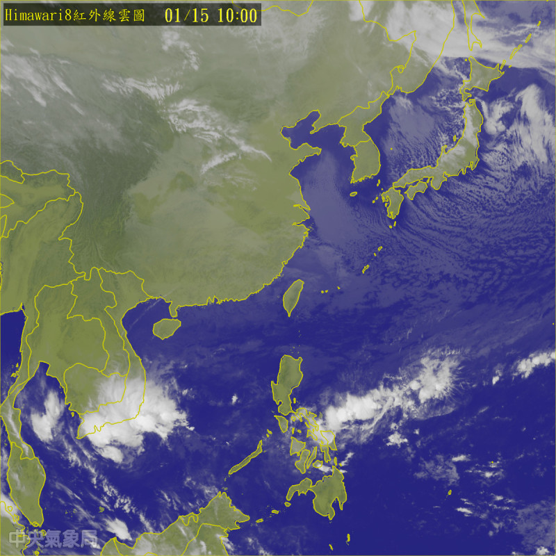 天氣冷颼颼，據氣象局表示，15、16日兩天受到大陸冷氣團影響，台灣各地氣溫仍偏低。   圖：翻攝自氣象局網站。