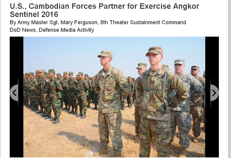 柬埔寨與美國的聯合軍事演習「吳哥哨兵」已經7年，卻戭然叫停，理由令人費解。   圖：翻攝美國國防部網站