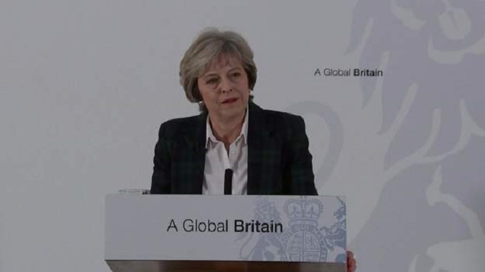 英國首相梅伊17日首次就脫歐計劃發表談話，表明英國將離開歐洲單一市場，不會半留半脫。   圖：翻攝BBC網站