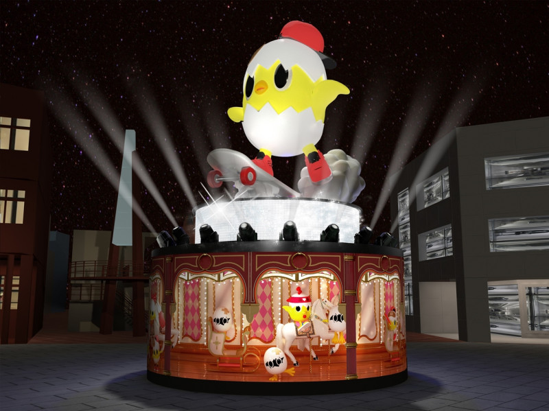 今年台北燈節則突破以往單一主燈的概念，主展演區除了由「小奇雞家族」圍繞而成。   圖：台北市觀傳局提供