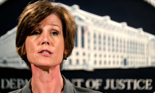 和美國總統川普(Donald Trump)唱反調的美國代理司法部長葉慈(Sally Q. Yates)已遭開除。   圖：達志影像/美聯社