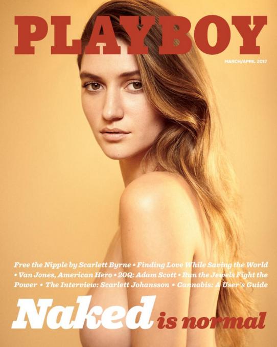 美國成人雜誌《花花公子》以「裸體很正常」（Naked Is Normal）做為最新一期的雜誌封面標題。   圖：翻攝自Playboy Twitter。