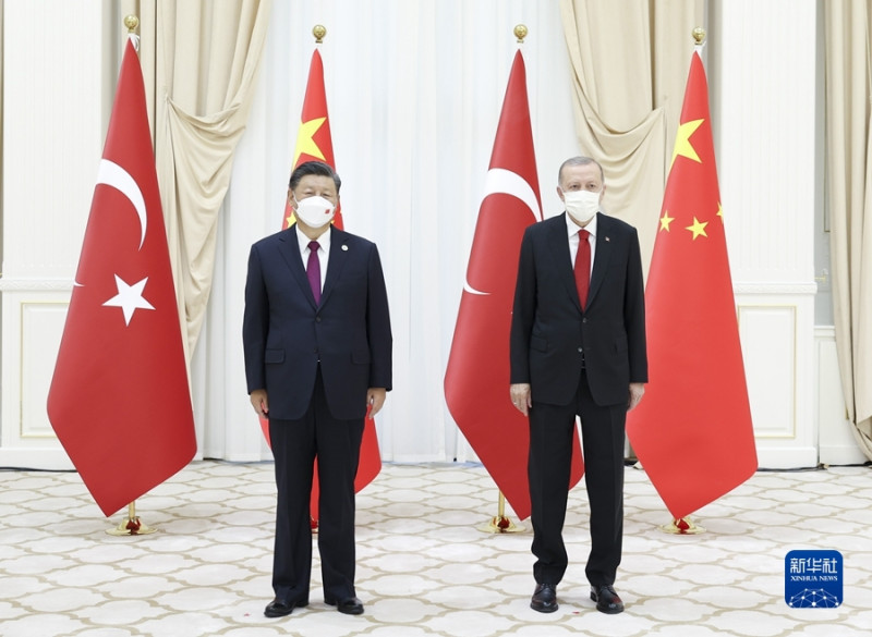 中共領導人習近平會見土耳其艾爾段（Tayyip Erdogan）。   圖：翻攝自新華網（資料照）