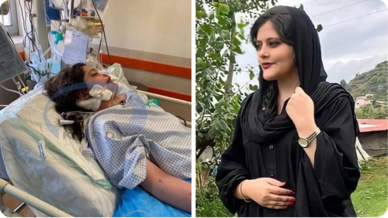 伊朗女子艾米尼（Mahsa Amini）因穿著不當逮補，過幾天後昏迷過世。家屬質疑警方「毆打教育」，要求當局查明真相。   圖：翻攝自Joyce_Karam推特（資料照）