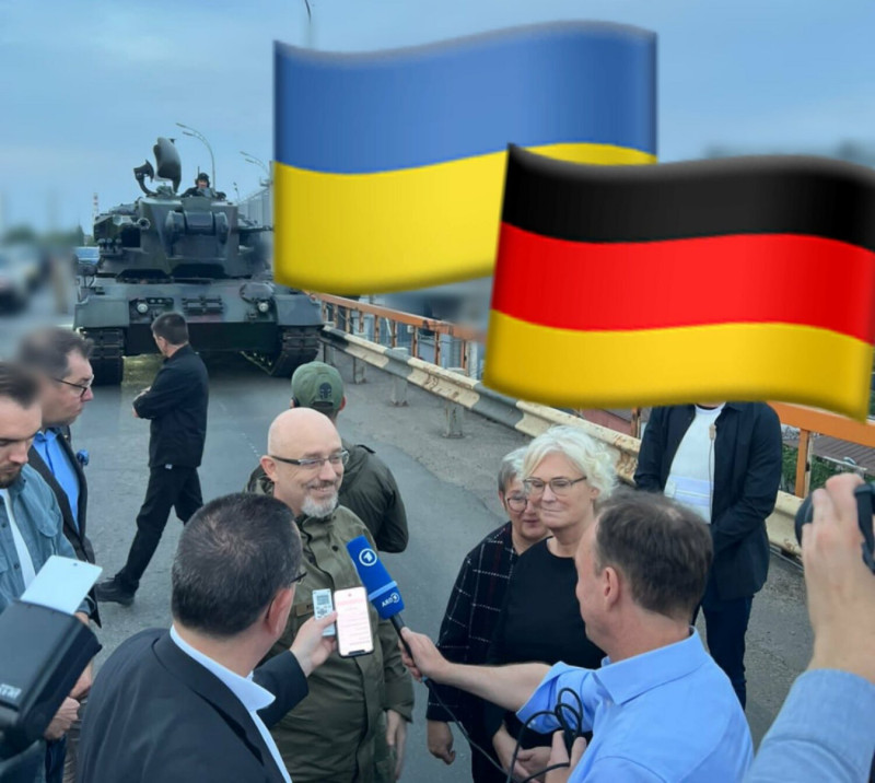 德國國防部長蘭布雷特（Christine Lambrecht）與烏克蘭防長列茲尼科夫（Oleksii Reznikov）會晤。   圖/取自Oleksii Reznikov (@oleksiireznikov) 推特