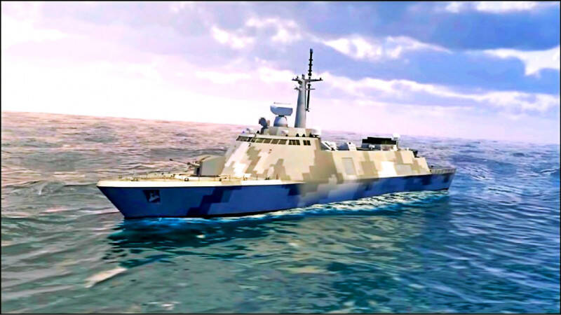 國軍擬打造2000噸級「新一代輕型巡防艦」。圖為中科院曾發表的1400噸級輕型巡防艦概念圖。   圖：截自YouTube/國家中山科學研究院官方頻道