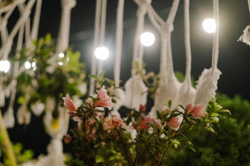 萬里瑪鋉溪畔搭配燈飾展出上百種杜鵑。   圖：新北市農業局提供