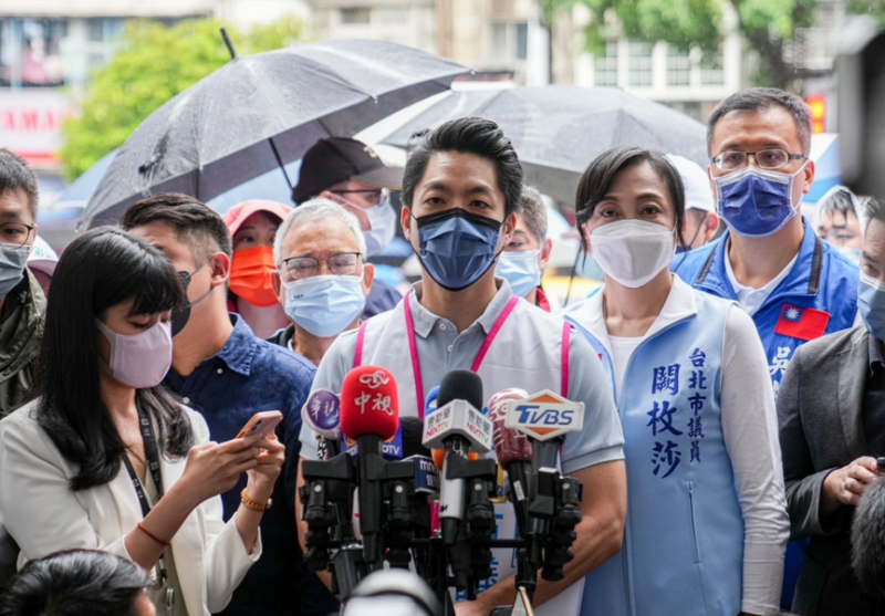 蔣萬安上午出席闕枚莎市議員競選總部成立大會。   圖：蔣萬安辦公室/提供