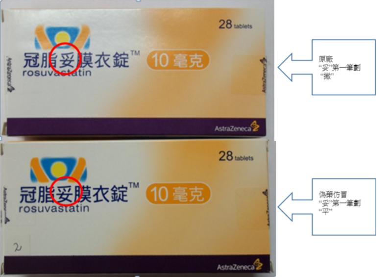 「冠脂妥」出現偽藥，原廠台灣阿斯特捷利康公司也提供民眾辨識方法。   圖：翻攝台灣阿斯特捷利康公司官網