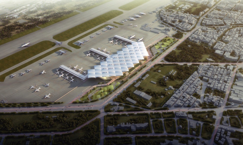 高雄機場新航廈模擬圖。   圖：民航局／提供