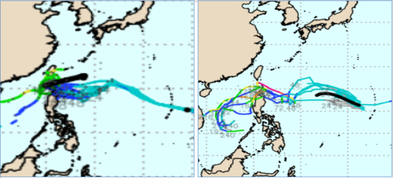 有3條路徑顯示颱風對台影響大，不過仍需持續觀察。   圖：翻攝自老大洩天機專欄