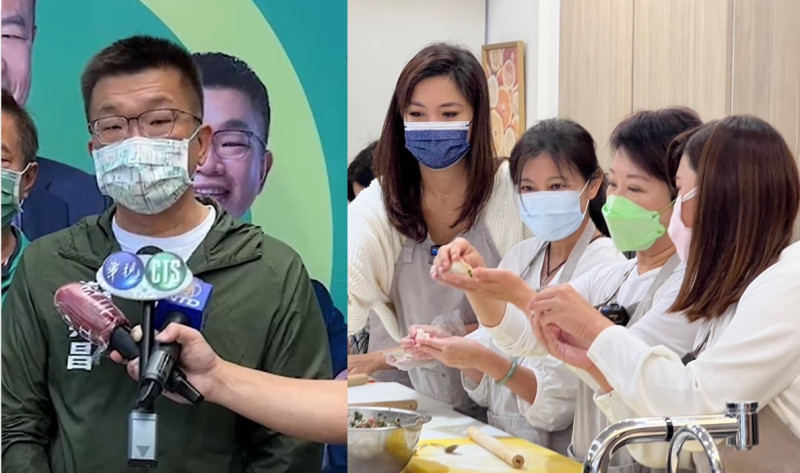 盧秀燕（右）到台北與市議員候選人從料理談女力問政，蔡其昌（左）批評這是「吃碗內看碗外」。    新頭殼合成