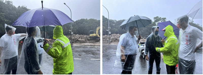 國民黨台北市長候選人蔣萬安今上午前往陽明山勘災。 圖:翻攝自蔣萬安臉書