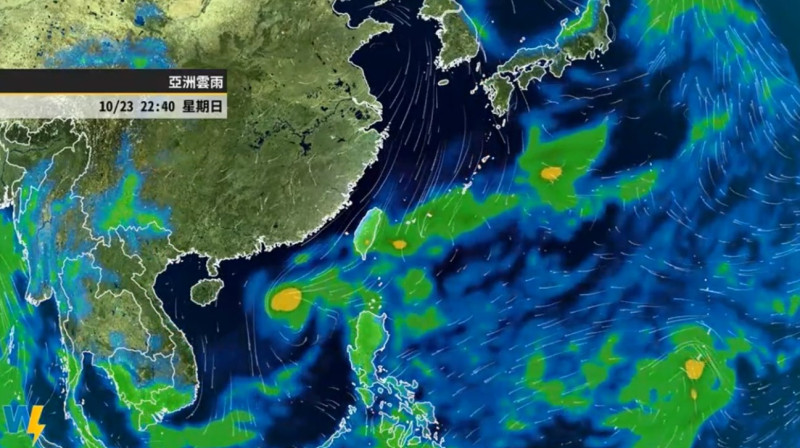 週日開始，下一波東北季風增強，配合台灣附近的低壓外圍水氣，東半部地區有可能又會有局部大雨的情況發生。   圖：取自天氣風險臉書