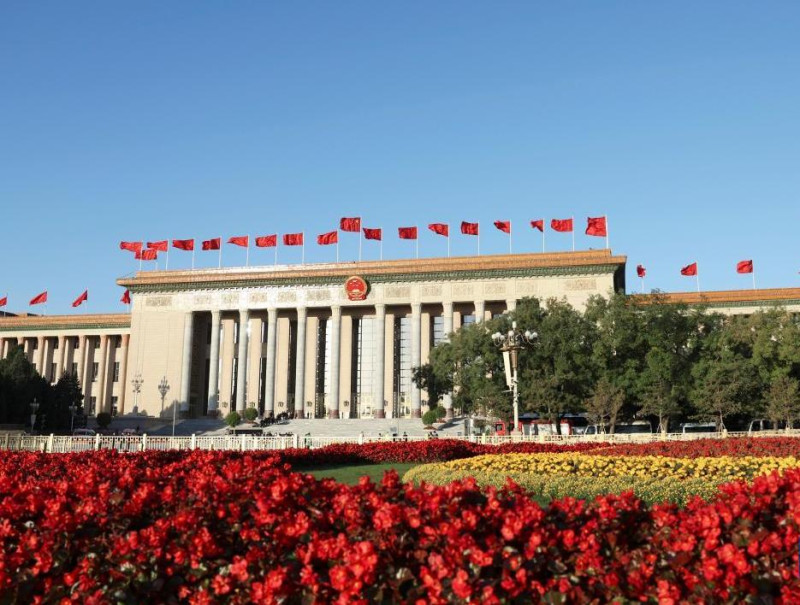 中共二十大閉幕會22日在北京人民大會堂舉行。   圖：翻攝新華社