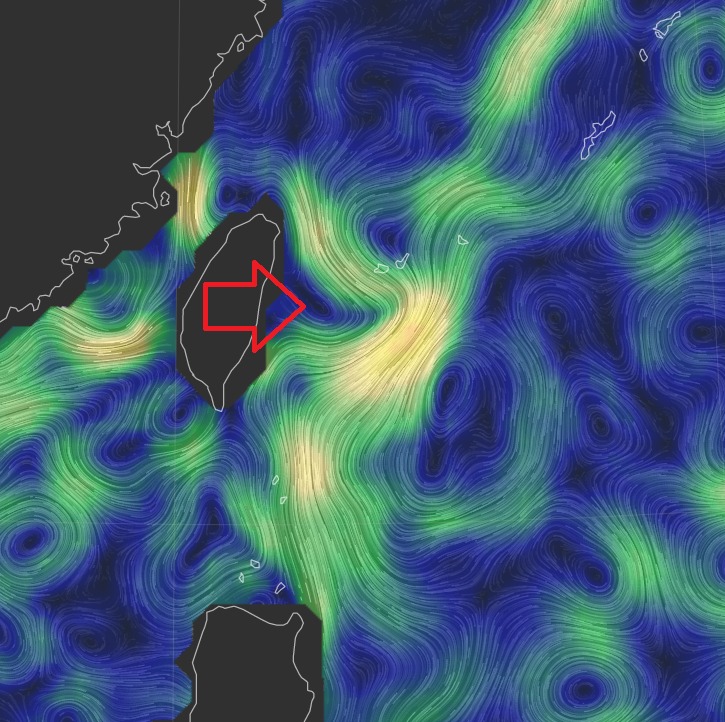 黑灣黑潮最近也開始蛇行。   圖：取自鄭明典臉書