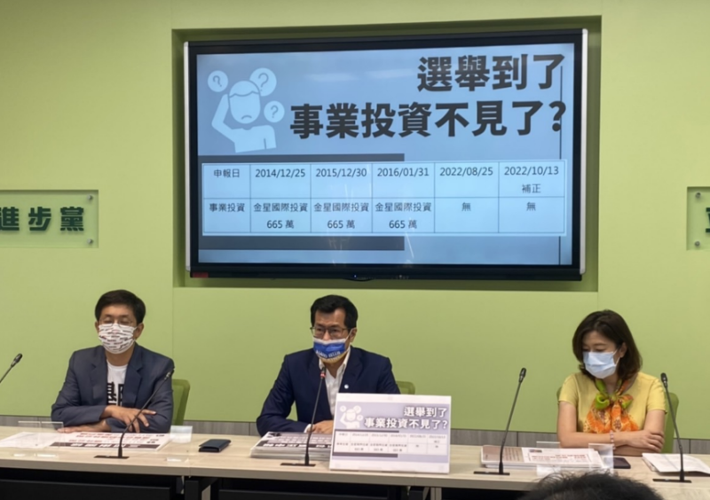 民進黨團上午舉行記者會，質疑謝國樑財產申報不實。   圖：蔡適應辦公室提供