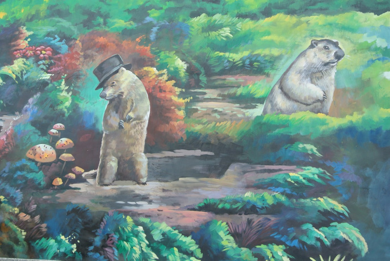 寶山社區12生肖壁畫其中的「鼠」畫的是土撥鼠，超卡哇伊。   圖：唐復年攝