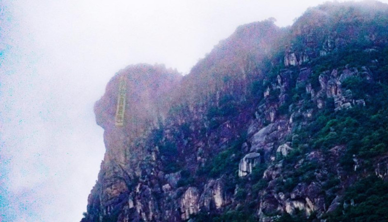 特首選舉當天上午，香港獅子山岩上再度出現「我要真普選」的黃色標語。   圖：翻攝自社會民主連線主席吳文遠臉書
