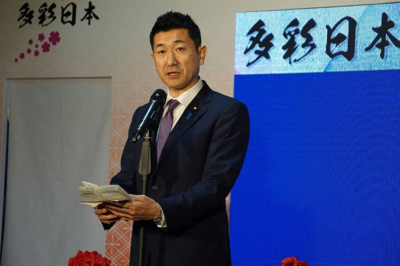 日本總務副大臣赤間二郎25日出席台北「多彩日本」活動，引來中國不滿。   圖：翻攝日本台灣交流協會臉書