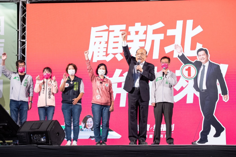 包括行政院長蘇貞昌、經濟部長王美花、立委羅致政、張宏陸、民進黨新北市黨部主委何博文、新北市議員黃俊哲、戴瑋姍、議員候選人山田摩衣、石一佑、黃淑君都到場助講。   圖：林競辦提供