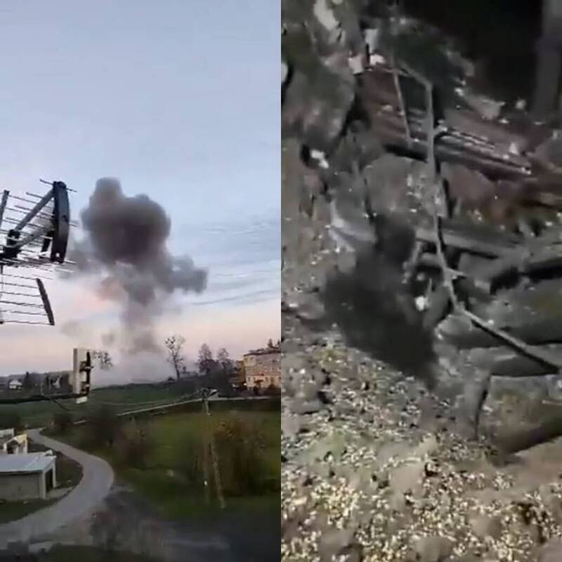 一枚俄製飛彈15日落在靠近烏克蘭邊境的波蘭小鎮，造成2人死亡。   圖：翻攝推特