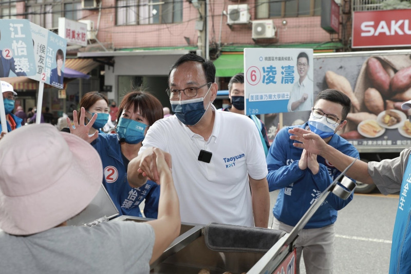 朱立倫說，今天「臻濤」連線，跨越新北跟桃園，他身為前「新北市長」、「桃園縣長」，站在這裡是感到最親切的。   圖：江怡臻辦公室提供