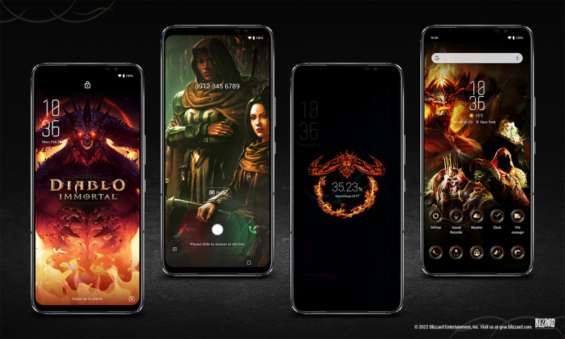 「ROG Phone 6暗黑破壞神 永生不朽版」內建主題包，含獨家動態桌布、應用程式圖標、專屬動畫與絢麗音效。   圖：ROG/提供