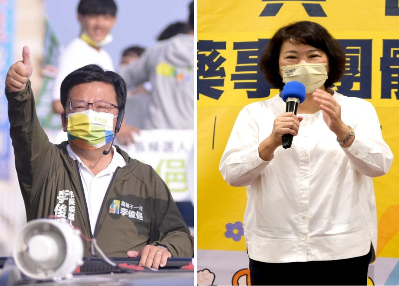 嘉義市長選舉，黃敏惠（右）大贏李俊俋（左）2萬多票自行宣布當選。   圖：新頭殼合成照片