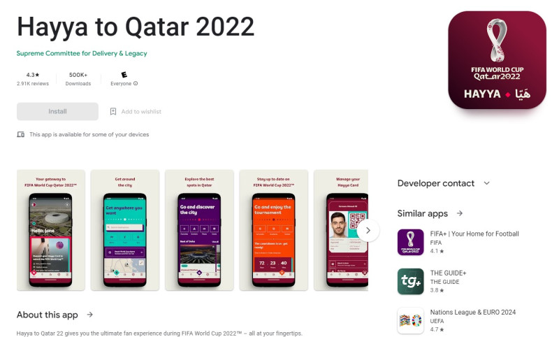 「Hayya to Qatar 2022」具備有會主動防止手機進入睡眠模式狀態。   圖：翻攝自Google Play