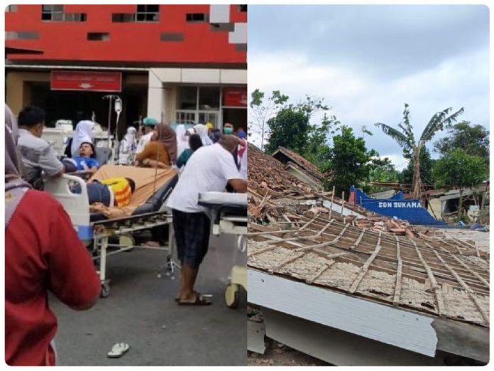 印尼人口最多的西爪哇省21日發生規模5.6淺層強震，重創當地席安約鎮。   圖：翻攝推特