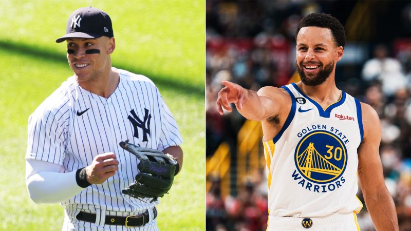 NBA金州勇士隊巨星Stephen Curry(右)將加入招募Aaron Judge(左)的行列。   圖/NBC SPORTS官網