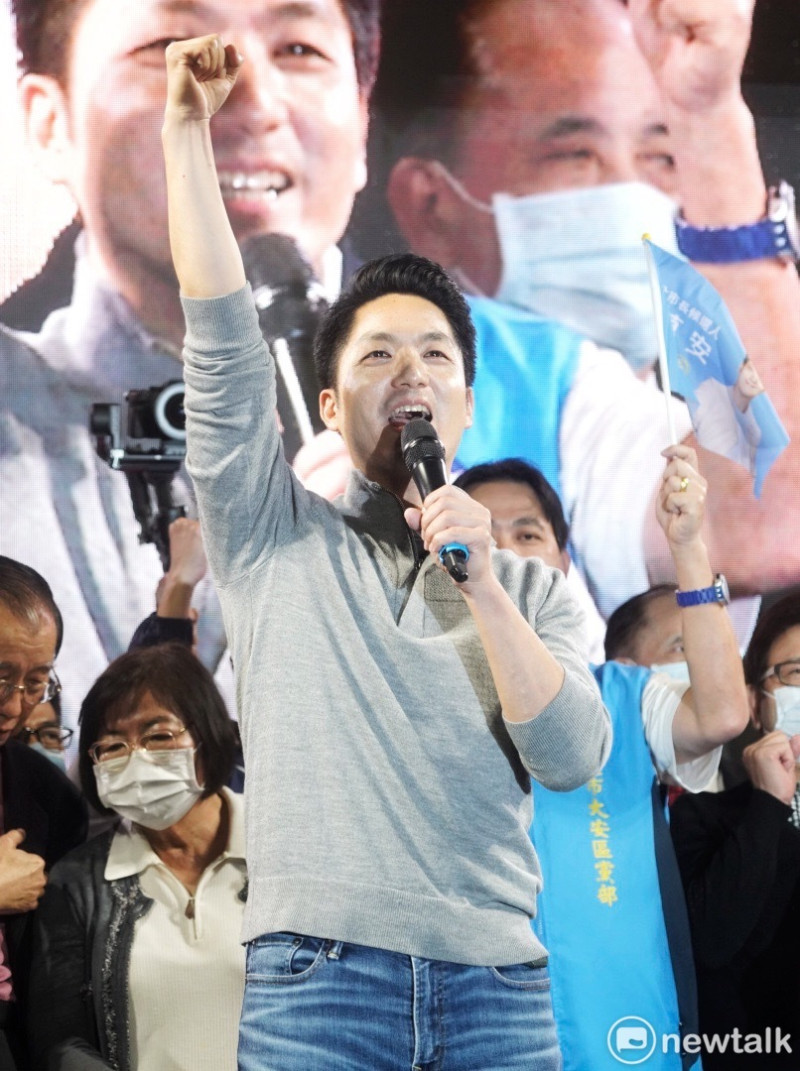 國民黨台北市長候選人蔣萬安宣布勝選。   圖：張良一/攝