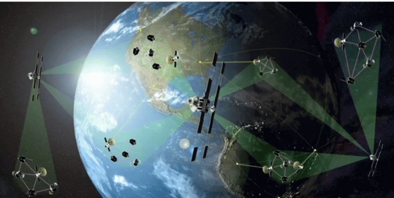 為確保日本遠程導彈擁有精確「反擊能力」，傳計畫在近地軌道部署50顆小型衛星組成「偵察衛星集群」。   圖：翻攝陸網/搜狐(示意圖)