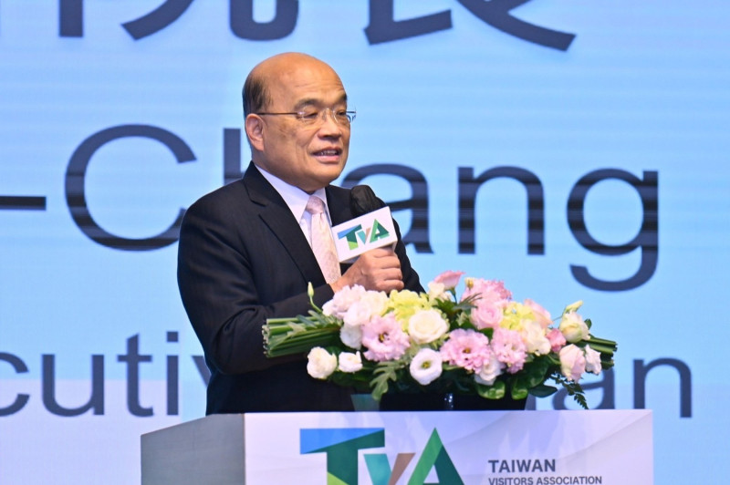 行政院長蘇貞昌今（9）日下午出席「2022財團法人台灣觀光協會捐贈人年會暨成立66週年慶祝茶會」致詞。   圖：行政院提供