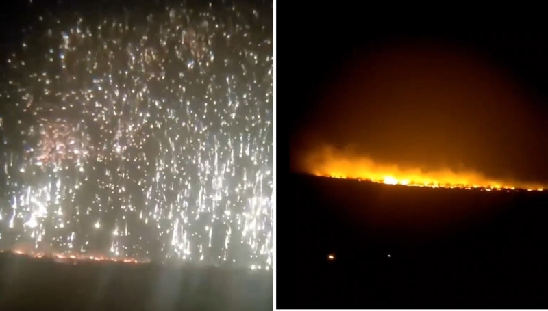 俄羅斯日前在烏克蘭頓涅茨克州的阿夫迪夫卡（Avdiivka）再次使用鋁熱彈襲擊烏軍陣地。   圖: 翻攝自推特