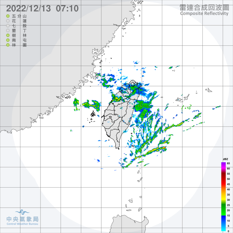 基隆北海岸與大台北地區今天仍然有雨，東北部地區也有短暫雨，北部、東部、東南部地區與澎湖、金門有局部短暫雨。   圖：中央氣象局/提供