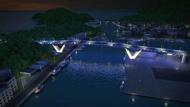 新的南方澳跨港大橋夜間模擬圖。   圖：公路總局／提供