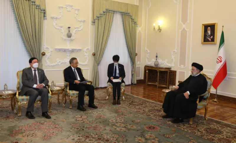 中國國務院副總理胡春華當地時間13日在德黑蘭會見伊朗總統萊希。   圖: 翻攝自新華社