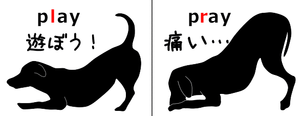 左圖是邀玩，右圖為肚子痛出現的祈求動作   圖 ：翻攝自www.koinuno-heya網站