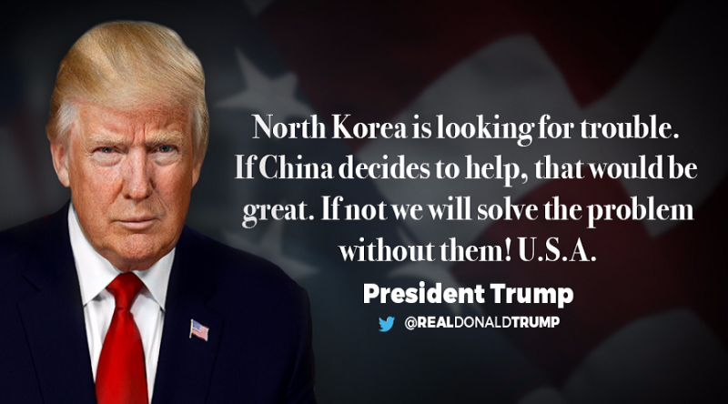 面對朝鮮問題，川普除了表示可能將「獨自解決」外，還稱已派出一支遠比航空母艦還強的無敵艦隊，前往局勢緊張的朝鮮半島。   圖:翻攝自Donald Trump Facebook。