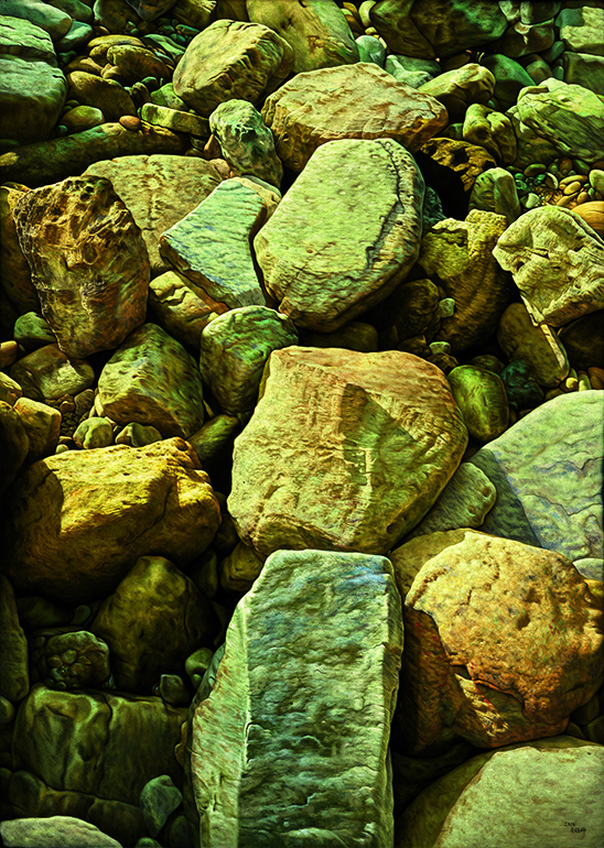 圖為李國坤油畫作品-高山市溪石。   圖：桃園市政府文化局提供