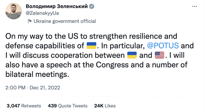 烏克蘭總統澤連斯基（Volodymyr Zelensky）推文。   圖：翻攝澤連斯基推特
