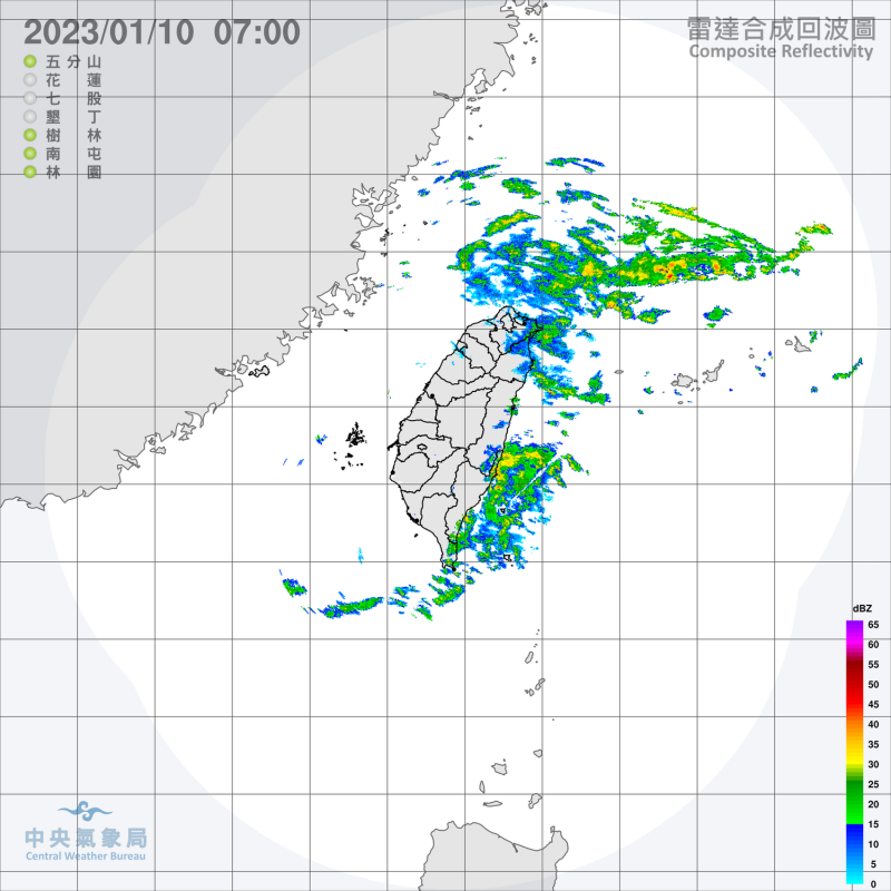 今天北部、東半部地區、中南部山區，還有澎湖、金門、馬祖等離島，將有局部短暫雨，其他地區也有零星短暫雨。   圖：中央氣象局/提供