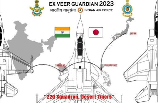 日、印 Veer Guardian 23 空中聯合演習。   圖  : 翻攝自網路