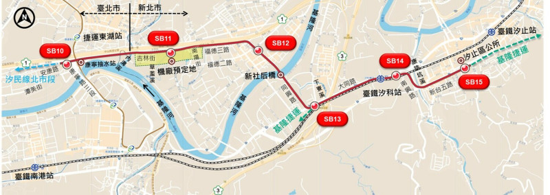 汐東捷運路線圖。   圖：新北市捷運局提供