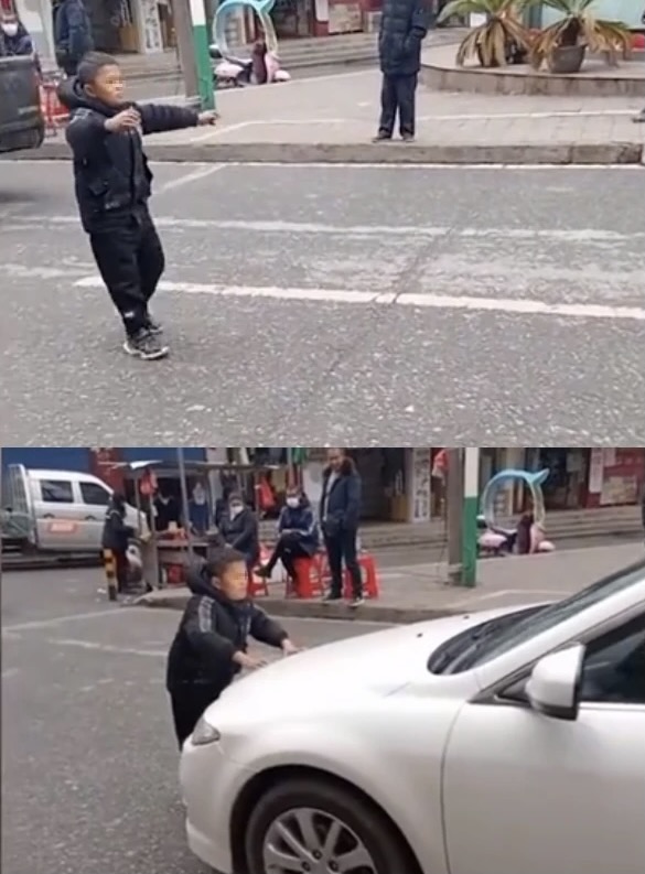中國一位「小馬雲」之稱的小男孩，因當街攔車要錢引發關注，經調查，該男孩患有二級智力殘疾，相關單位也協尋家長，提醒多加關照。   圖：翻攝自騰訊網