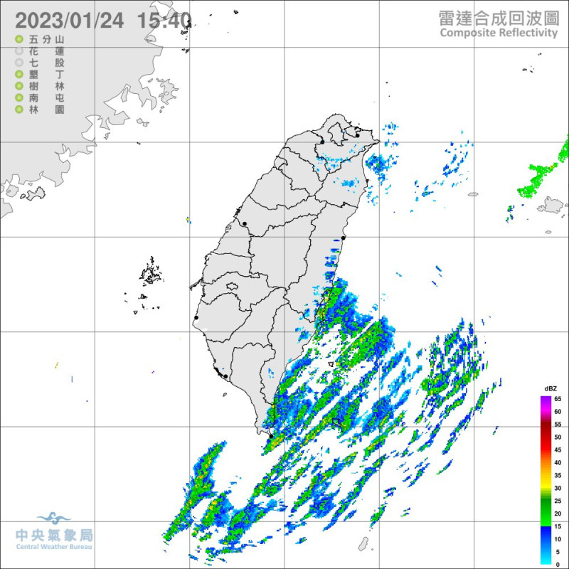 東北風影響，今(24)日花蓮山區有局部大雨發生的機率。   圖：中央氣象局／提供